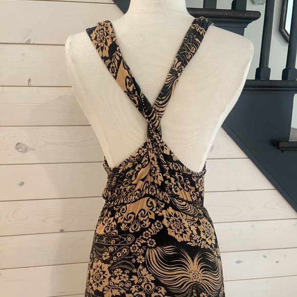 033 By Anthropologie Twist Back Bohemian Brushed Jersey Maxi Dress Size Small - Picture 6 of 12